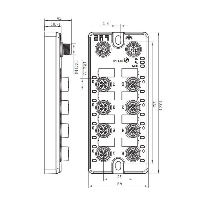 M12接口、IO-Link Hub、PNP、16DI/DO 可配置、可扩展模块、00BG11